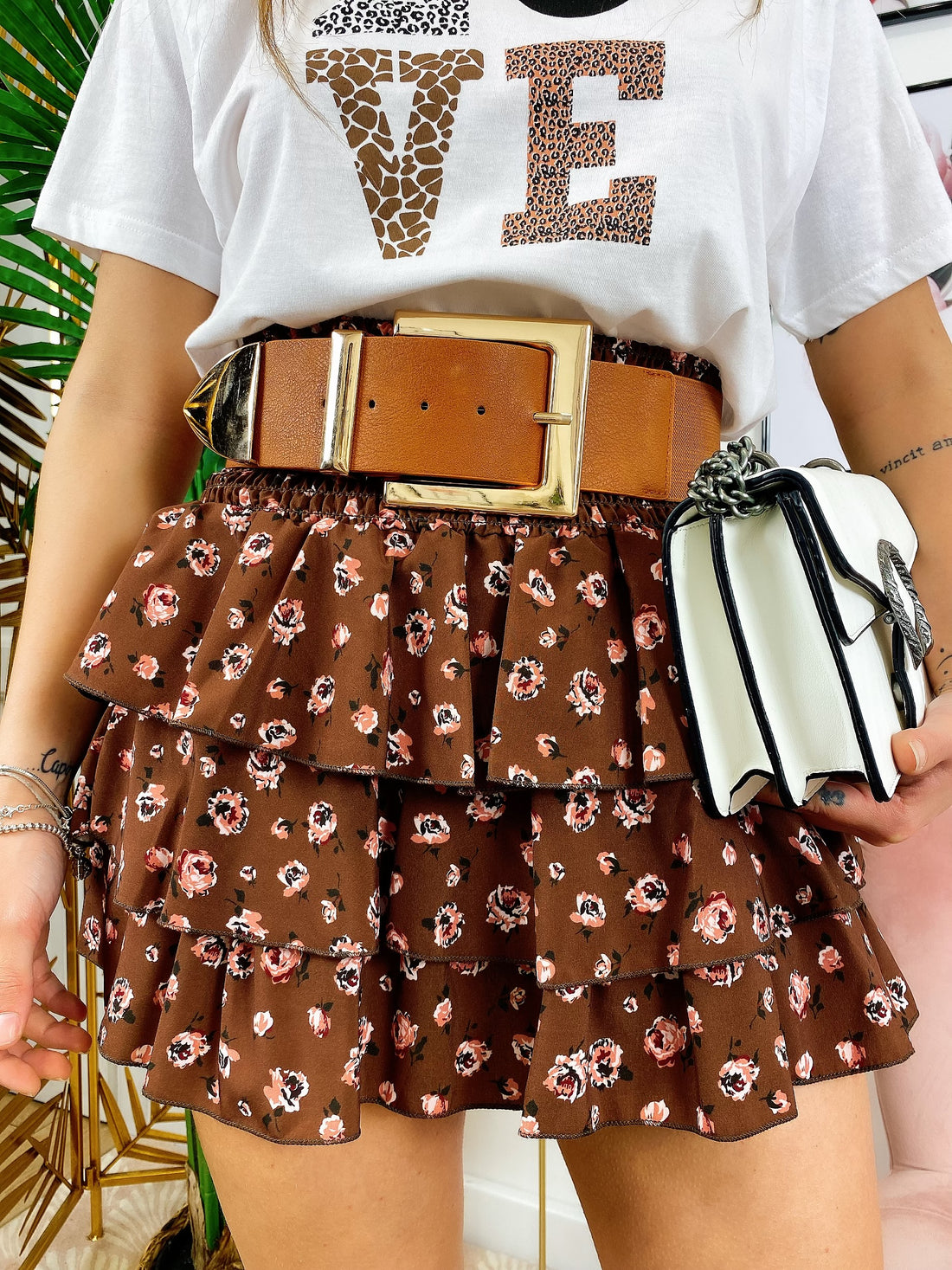 Cintura elastica con fibbia liscia oro - R.a. Boutique 