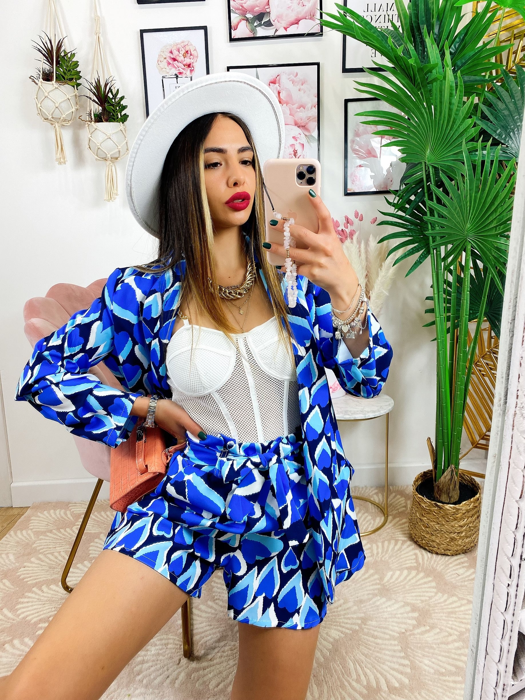 Completo giacca e pantalone cuori blu - R.a. Boutique 