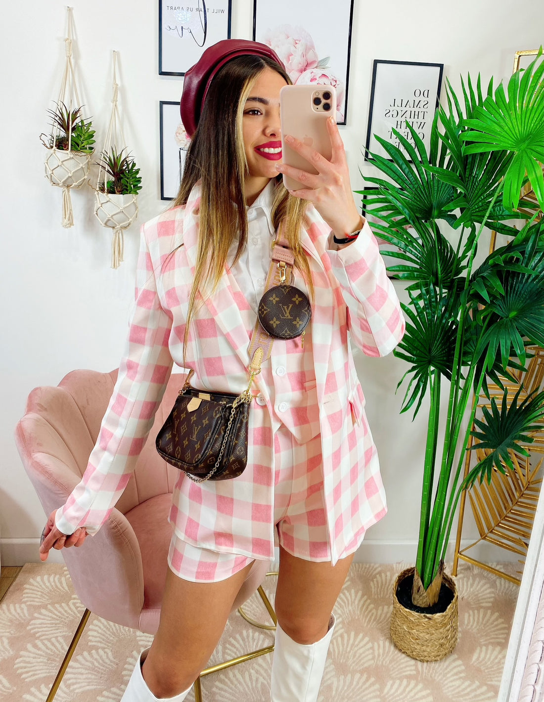 Completo 3 pezzi a quadri Rosa - R.a. Boutique 