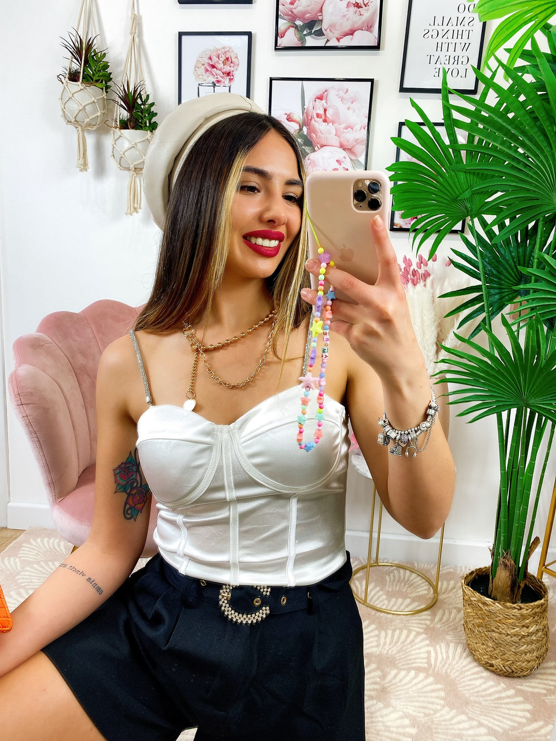 Top con catena in strass - R.a. Boutique 