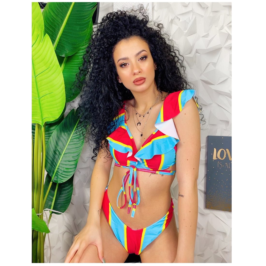 Bikini a righe  Formentera celeste e Fuxia - R.a. Boutique 