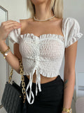 Top crop arricciato con manichina bianco - R.a. Boutique 