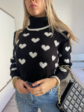 Maglione nero con cuori - R.a. Boutique 