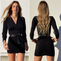 Abito con drappeggio nero - R.a. Boutique 