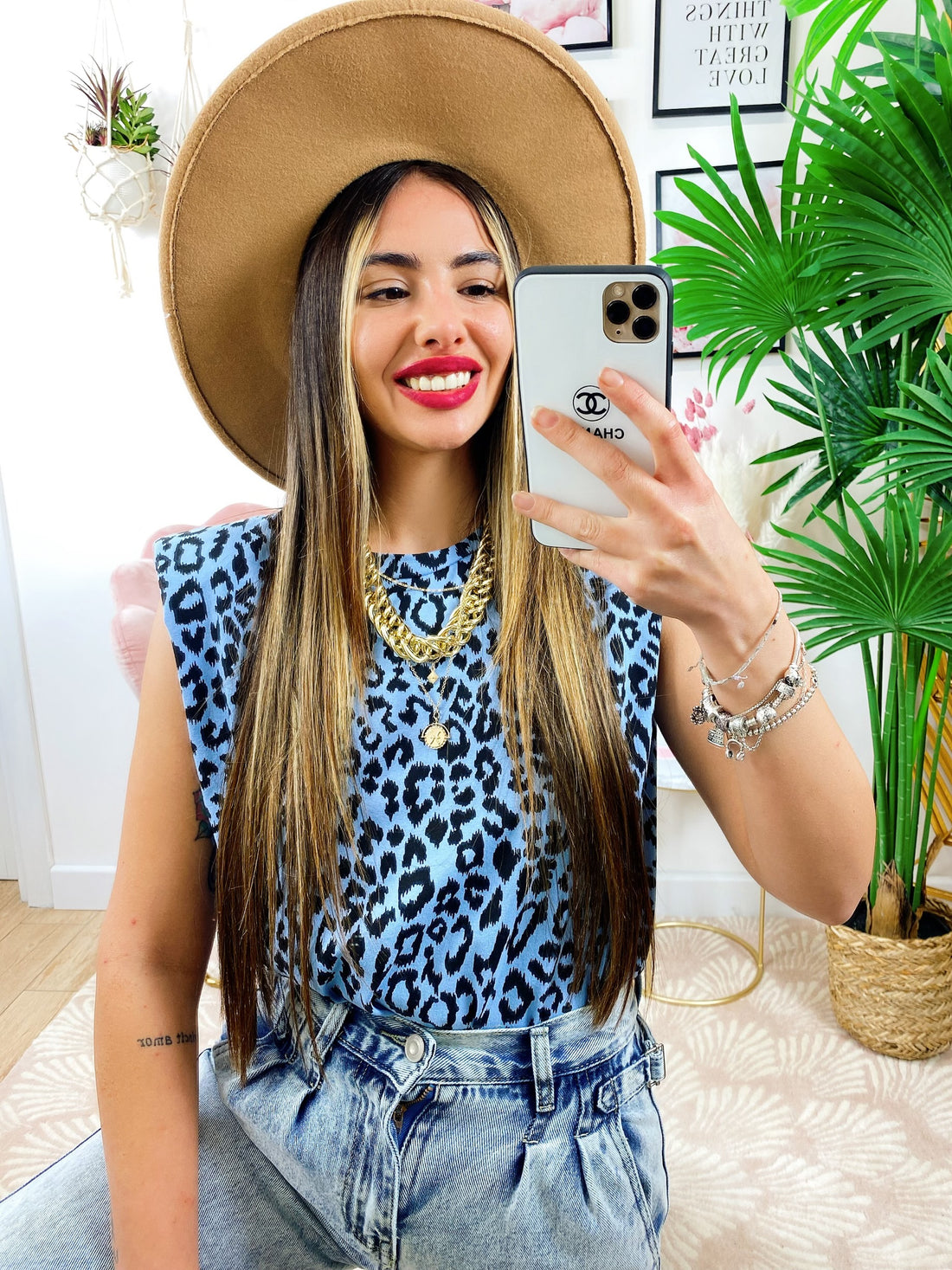 Maglia con spalline bombate a fantasia maculata - R.a. Boutique 