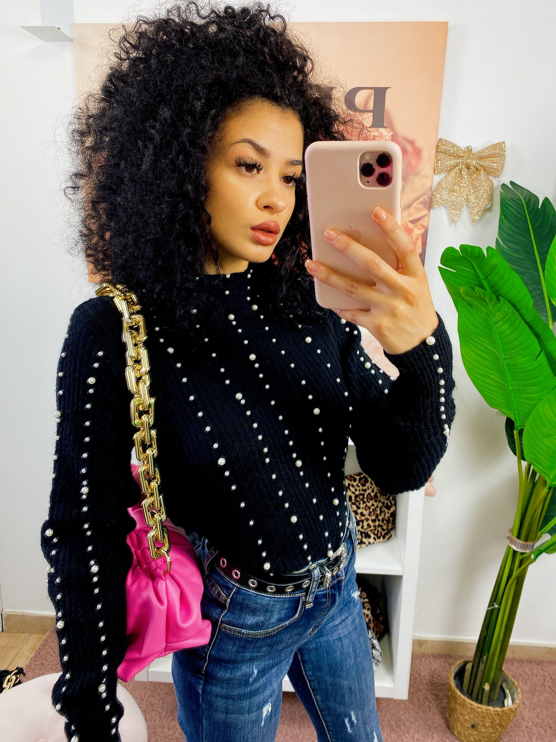 Maglione ricamato con perle - R.a. Boutique 