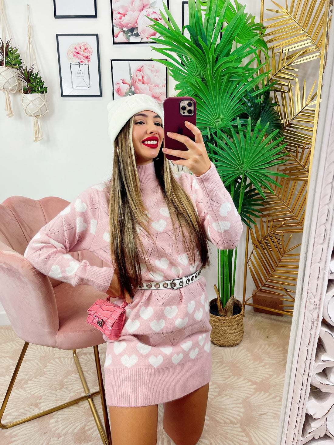 Maxi maglione rosa a cuori - R.a. Boutique 