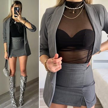 Completo giacca e gonna grigio - R.a. Boutique 