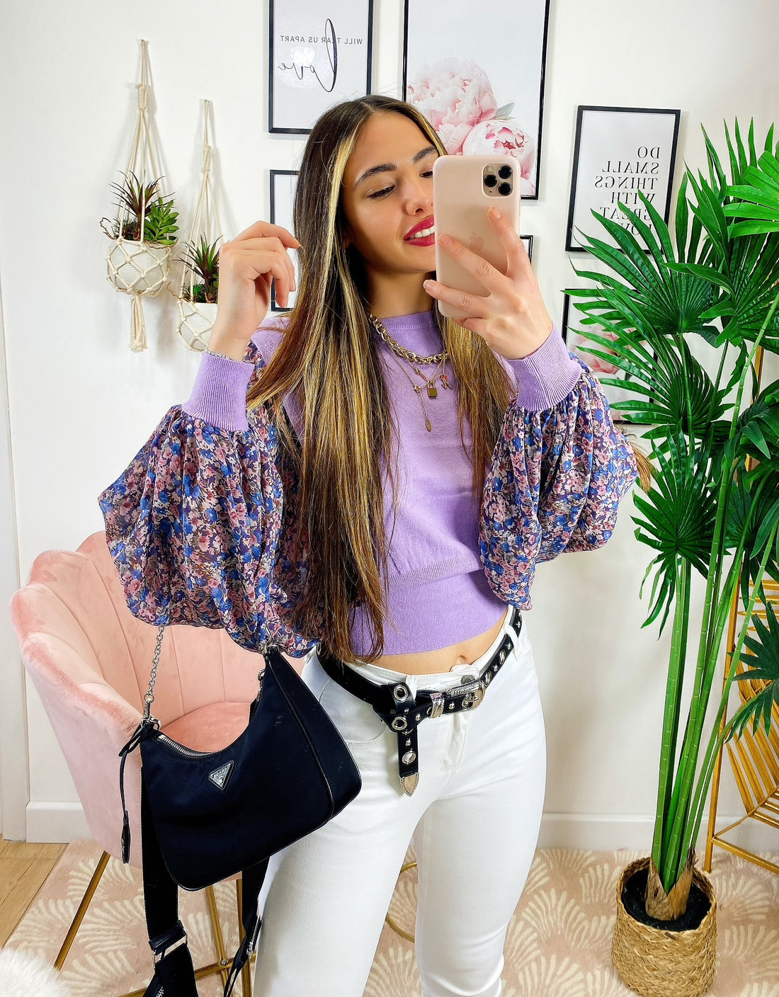 Maglioncino primaverile con manica a fiori - R.a. Boutique 