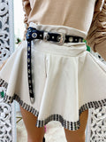 Short in ecopelle bianco con borchie - R.a. Boutique 