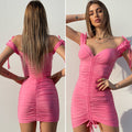 Abito rosa barbie con arricciatura - R.a. Boutique 