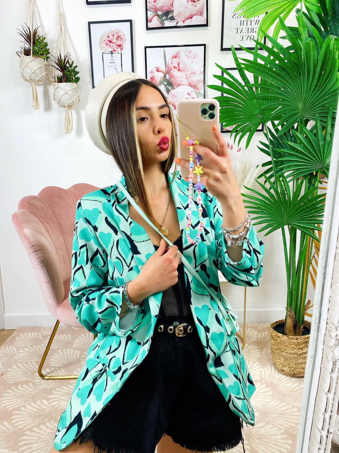 Giacca con Cuori base Verde - R.a. Boutique 