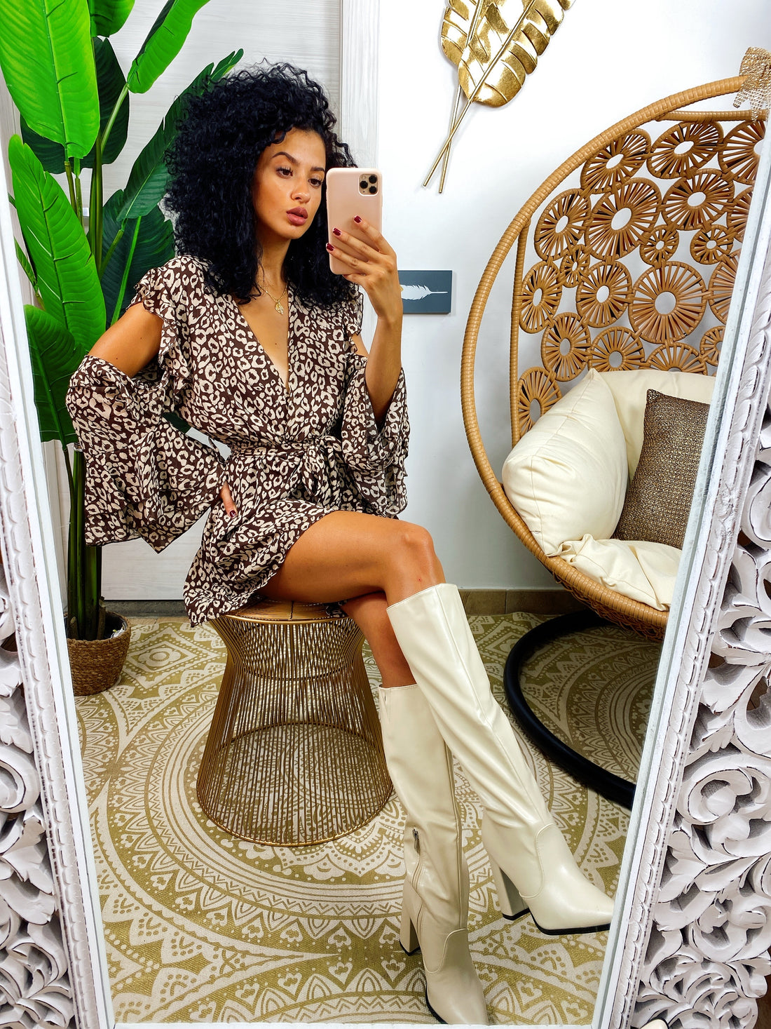 Abito beige e marrone spalle scoperte - R.a. Boutique 