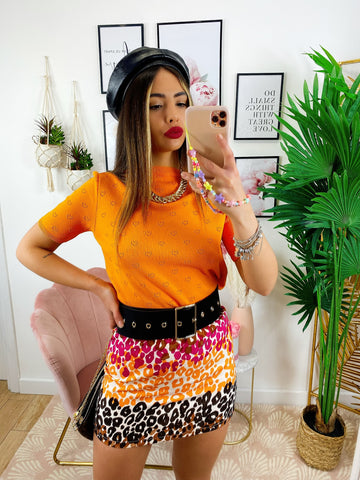 Maglia crop arancio con cuori - R.a. Boutique 