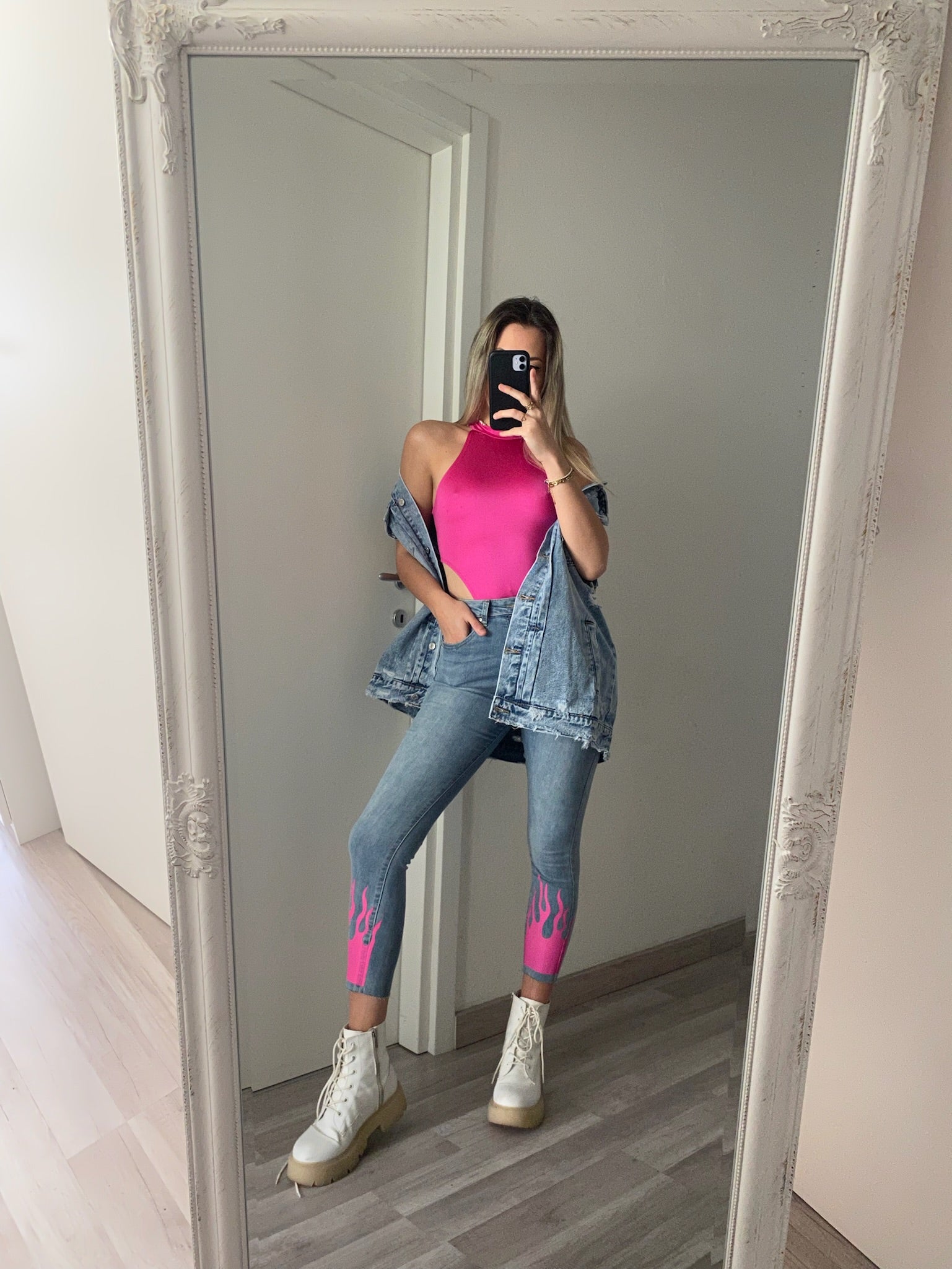 Jeans flame Fuxia - R.a. Boutique 