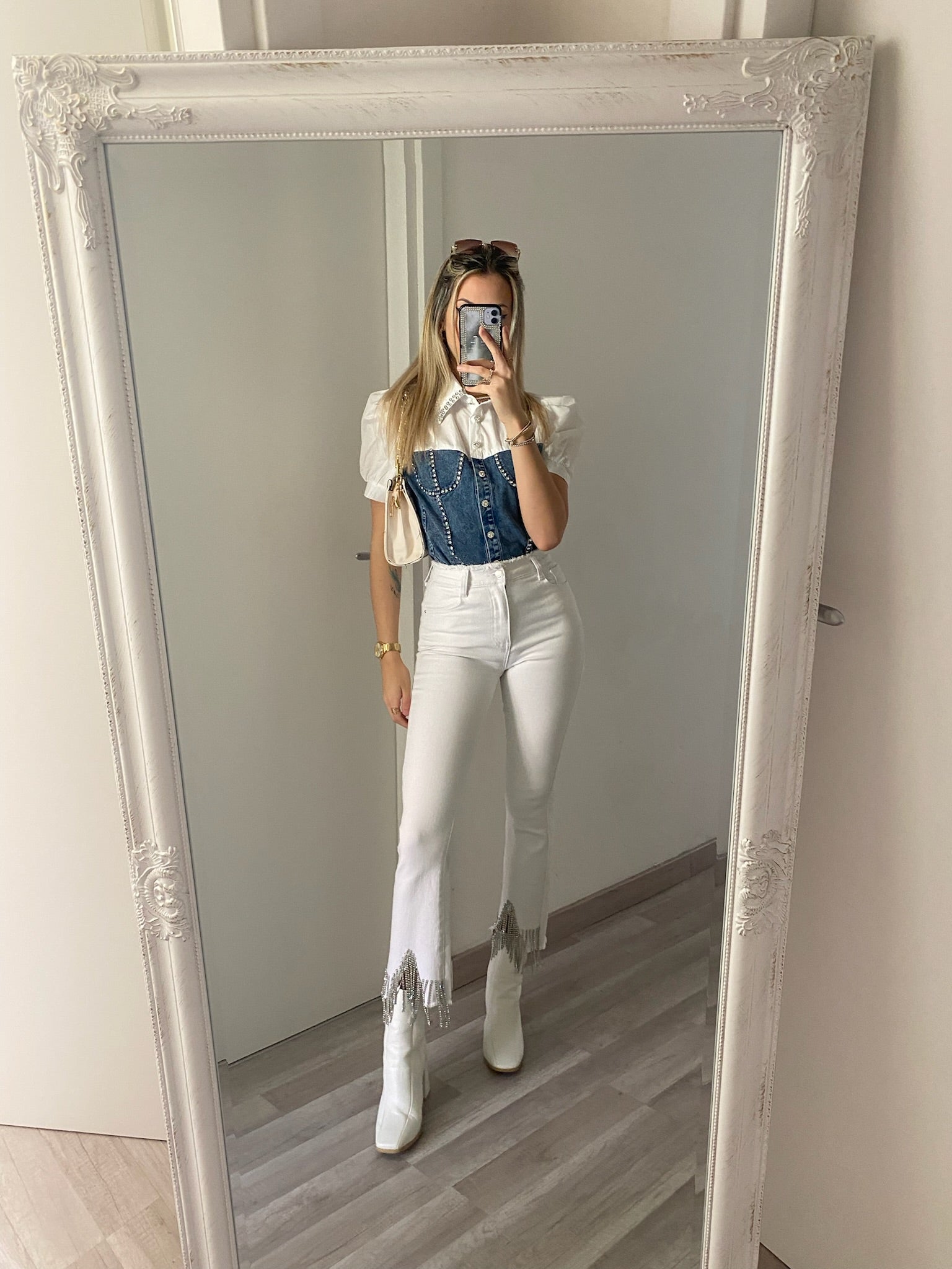 Camicia in jeans con strass - R.a. Boutique 