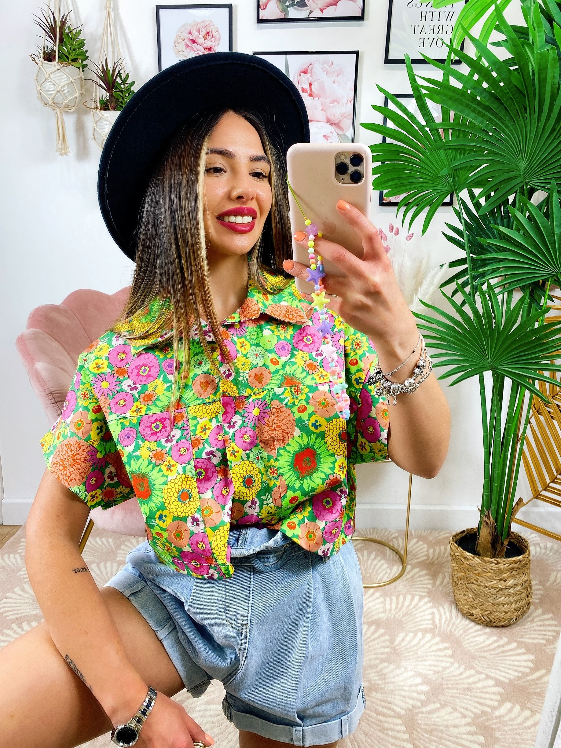 Camicia crop stampa a fiori - R.a. Boutique 