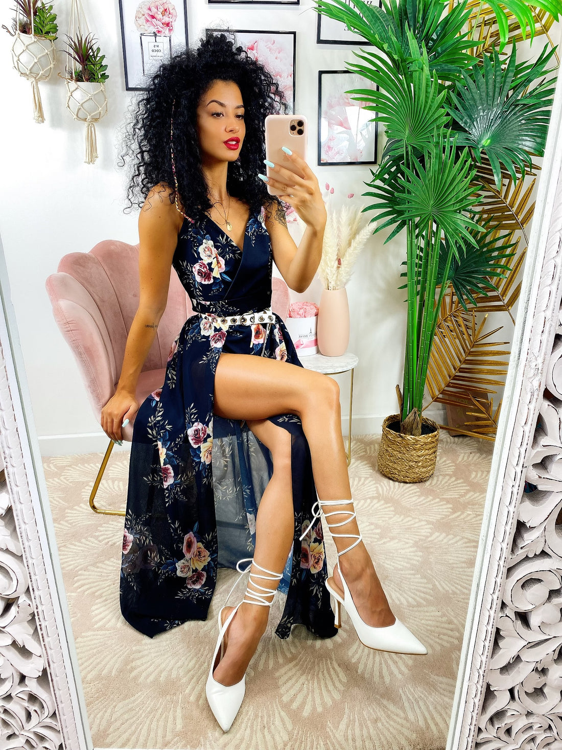 Tuta floreale con gonna velata nera - R.a. Boutique 