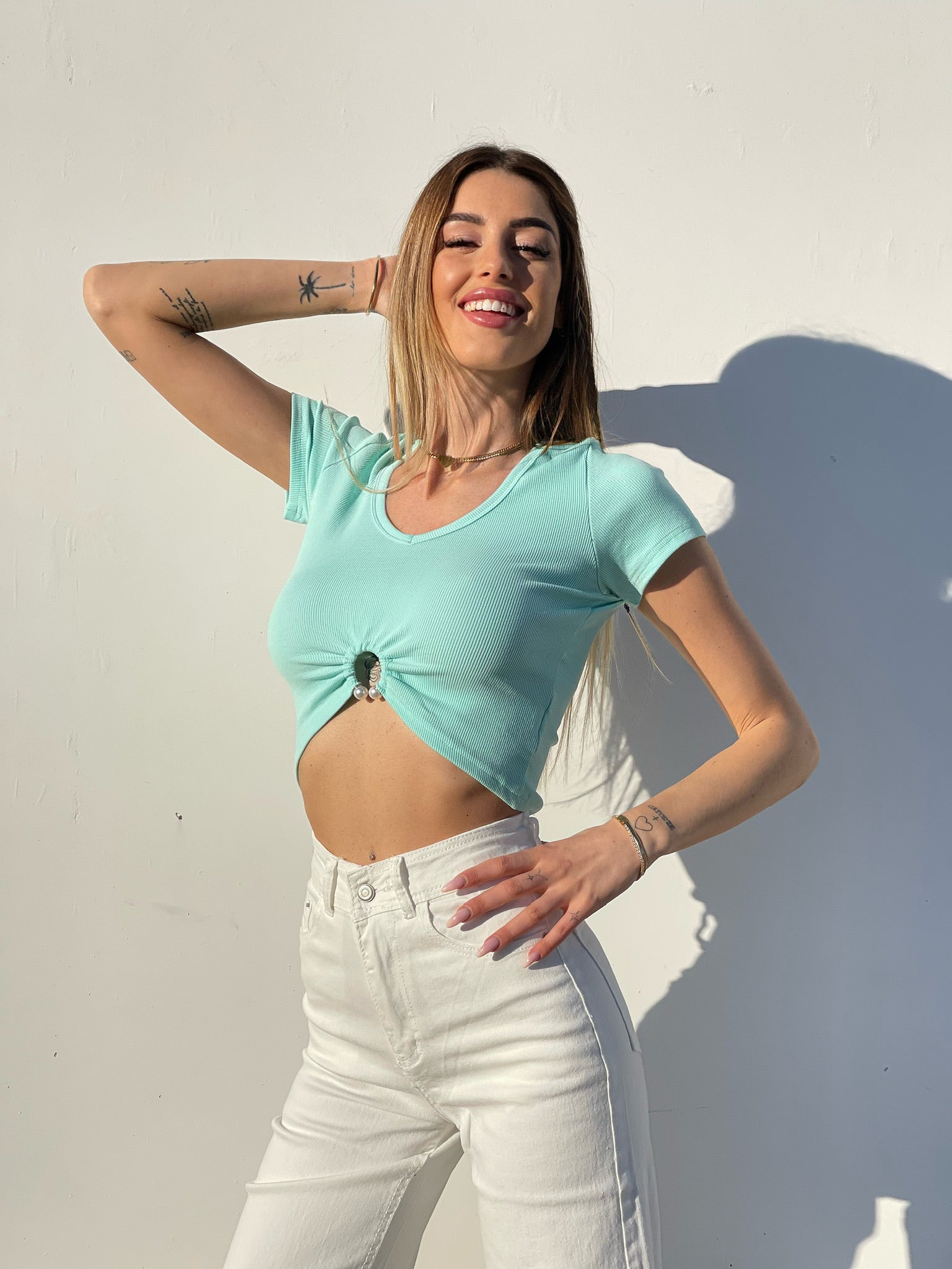 Top a manica corta con cerchio Tiffany - R.a. Boutique 