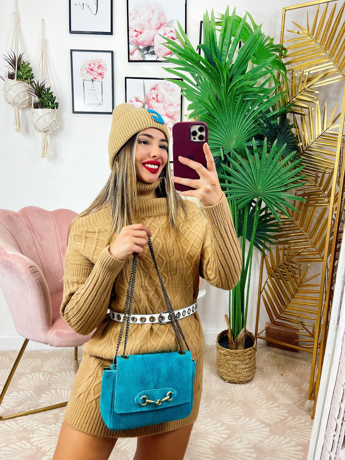 Maxi maglia a collo alto camel - R.a. Boutique 