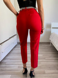 Completo giacca e pantalone strass rosso - R.a. Boutique 