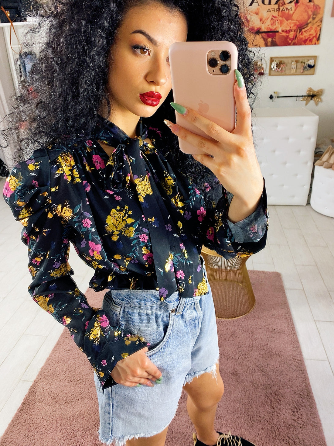 Camicetta in raso con ricami manica bombata - R.a. Boutique 