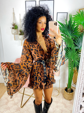 Brown Spotted Playsuit Plus Spot Print Ruffle Hem Playsuit Boohoo DK