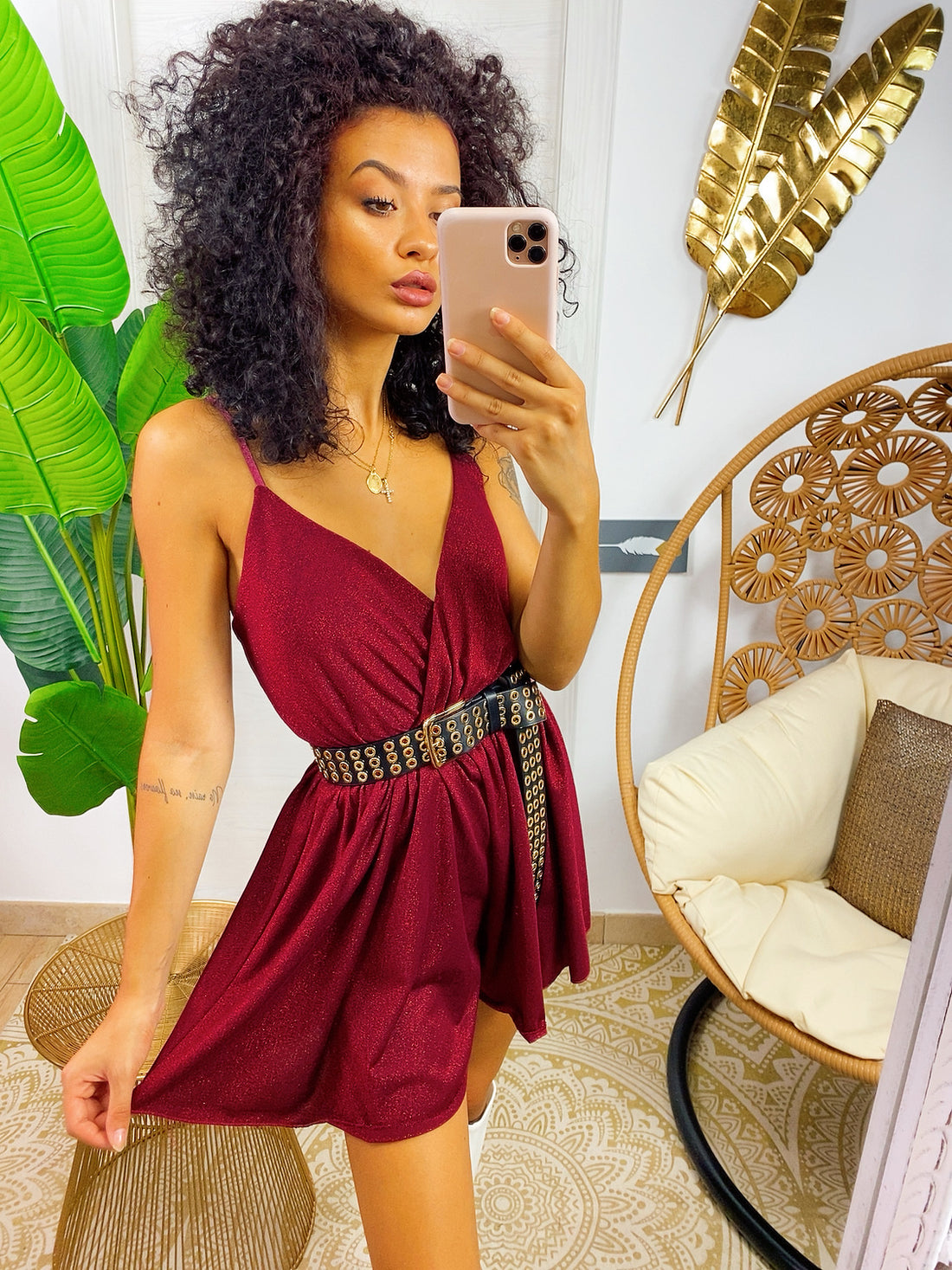 Tutina a bretellina bordeaux glitter - R.a. Boutique 