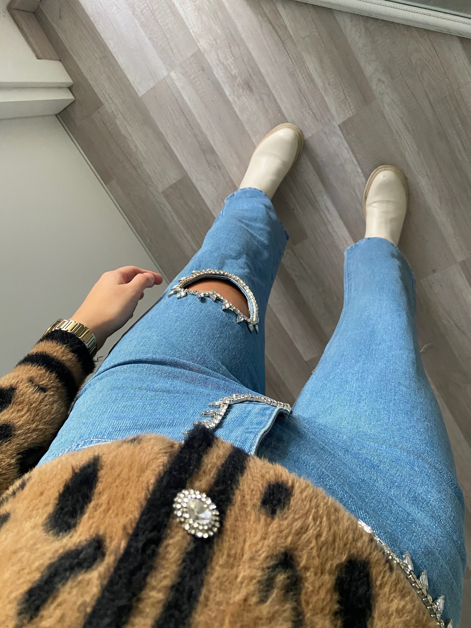 Jeans con strass e cuore - R.a. Boutique 