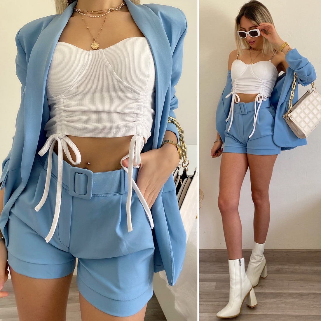 Completo giacca e Short carta da zucchero - R.a. Boutique 