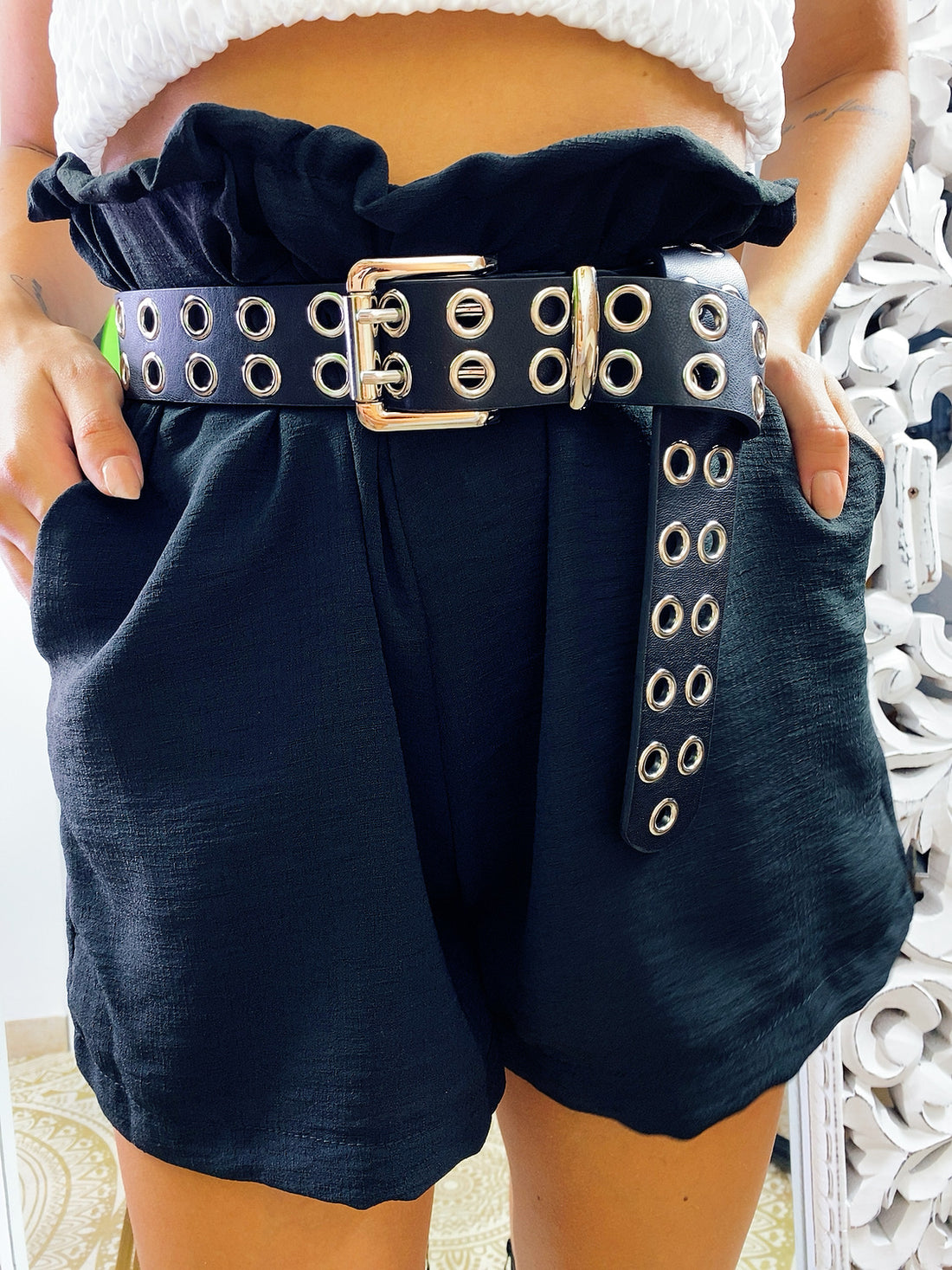 Short nero con elastico - R.a. Boutique 