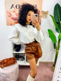 Short in ecopelle Camel - R.a. Boutique 