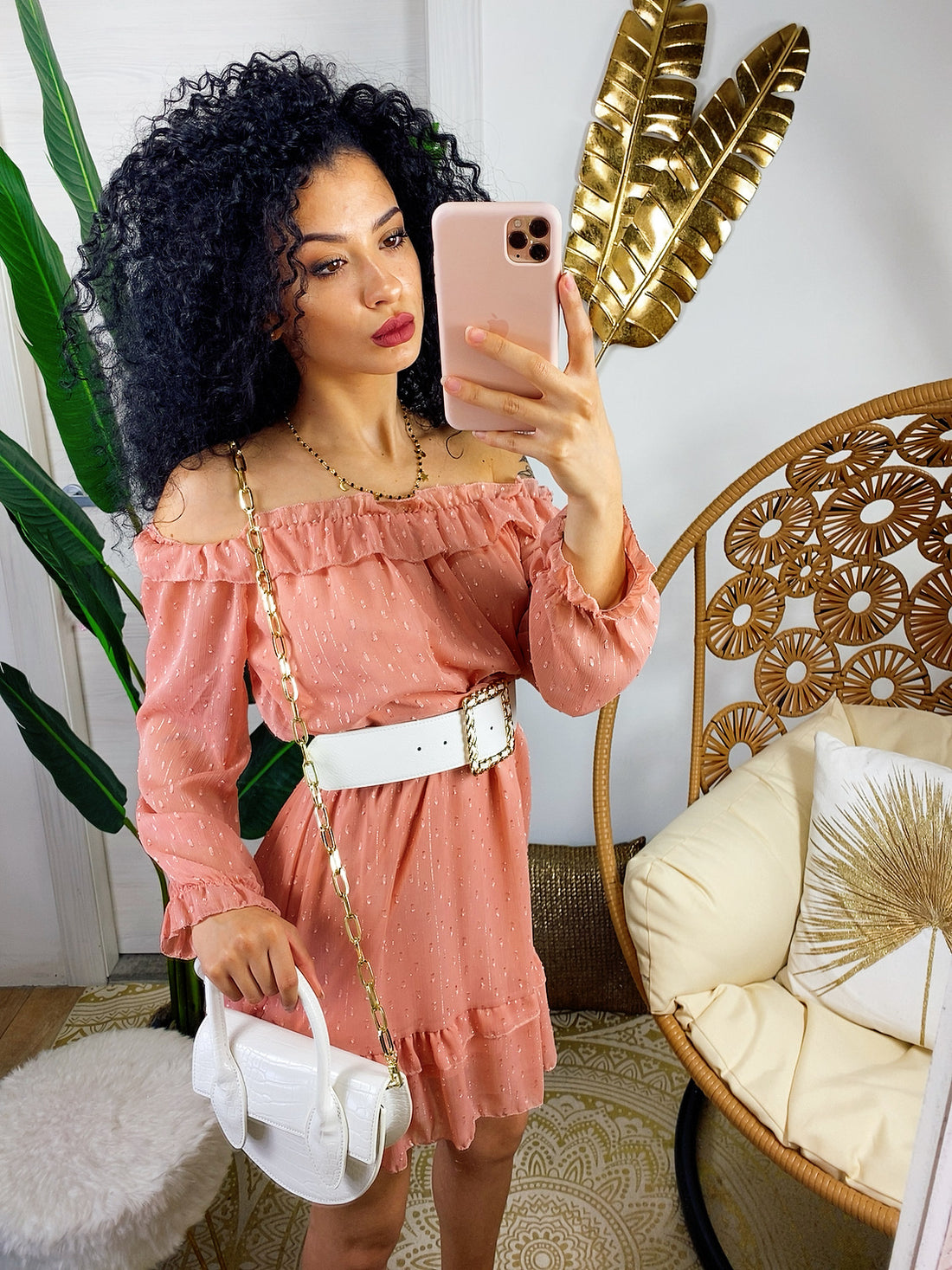 Abito scollo a barchetta rosa - R.a. Boutique 