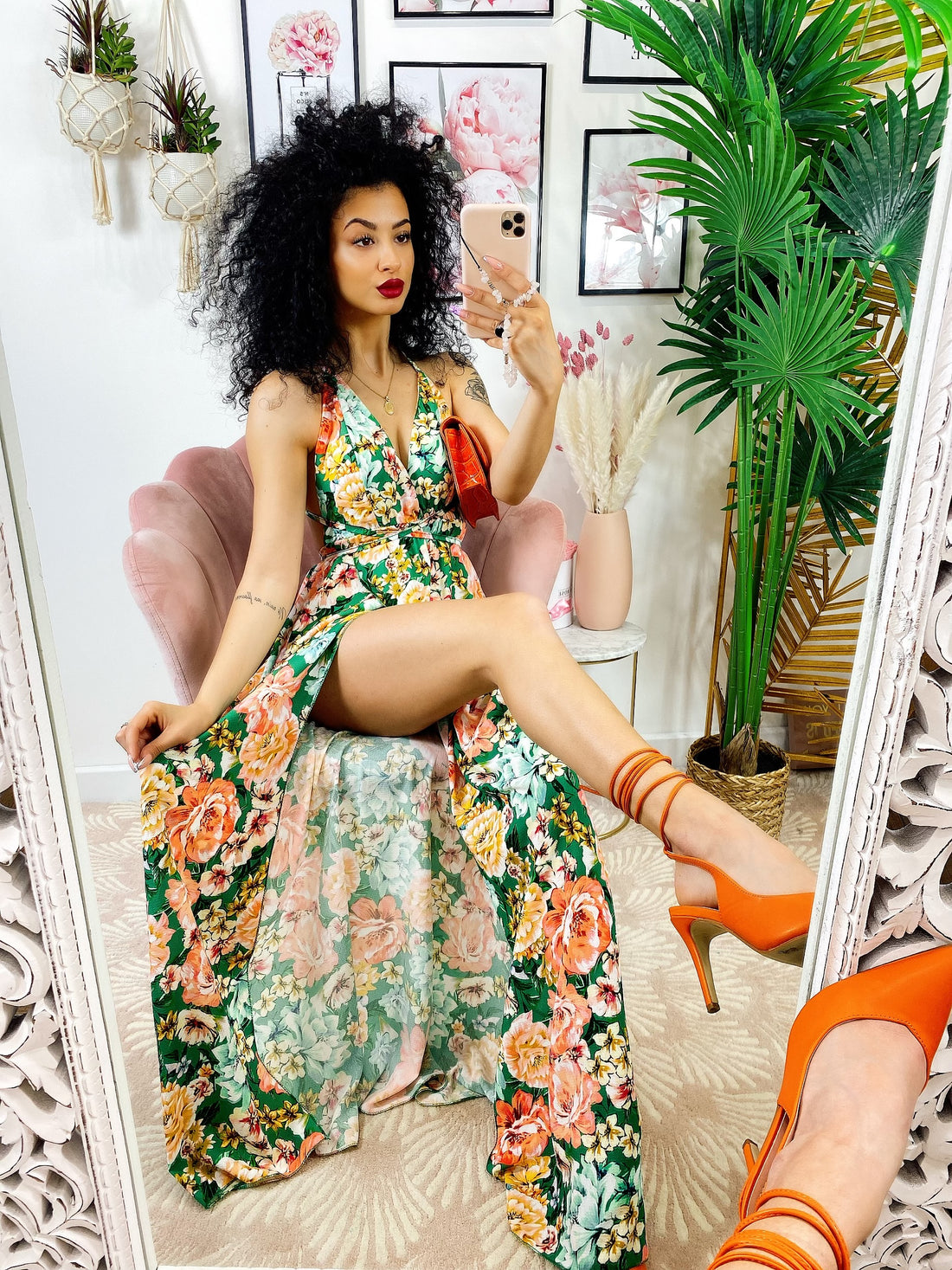 Dress Afrodite fiori arancio - R.a. Boutique 