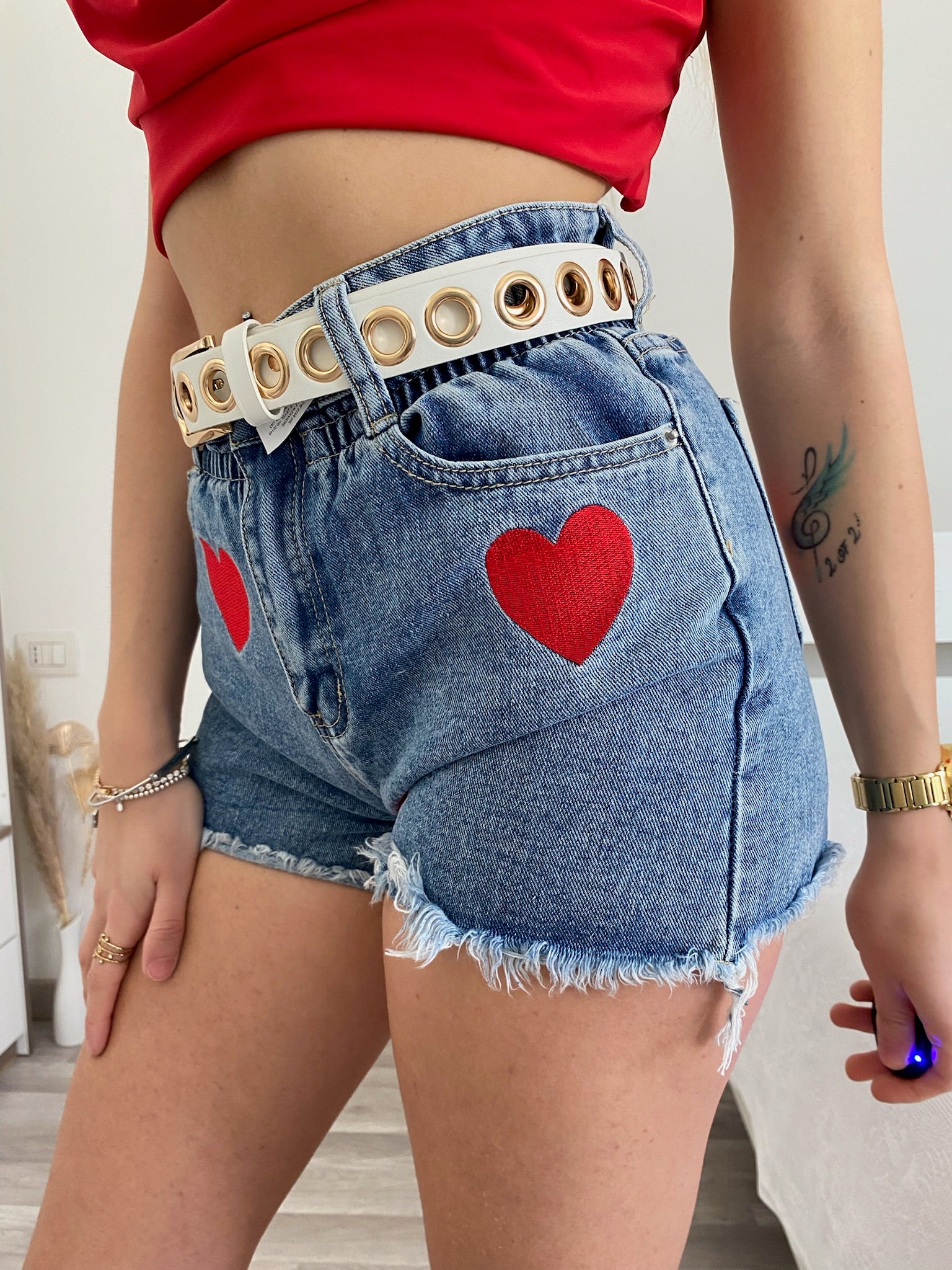 Short a caramella con cuori rossi - R.a. Boutique 