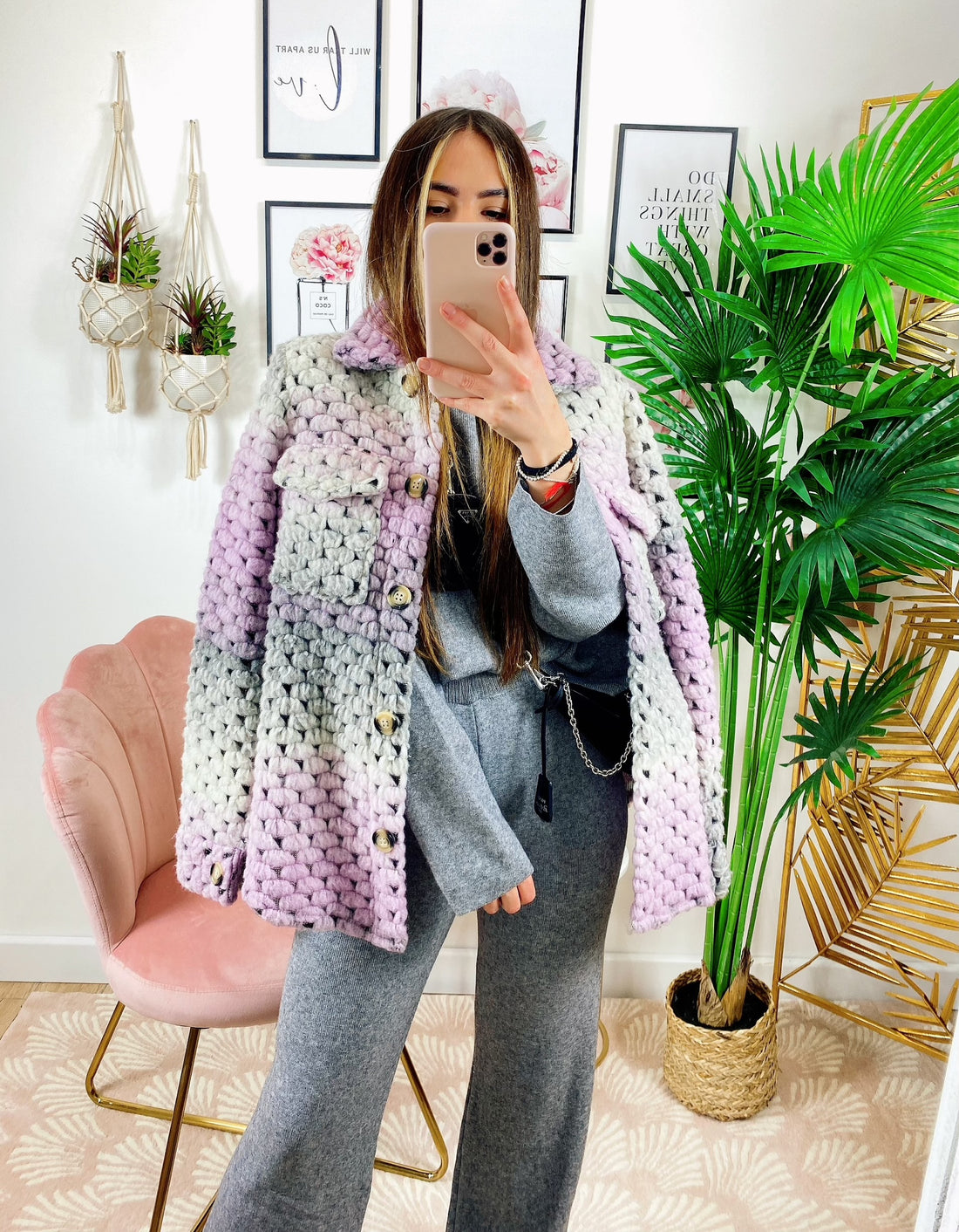 Giacca con bottoni Multicolor grigia e lilla - R.a. Boutique 