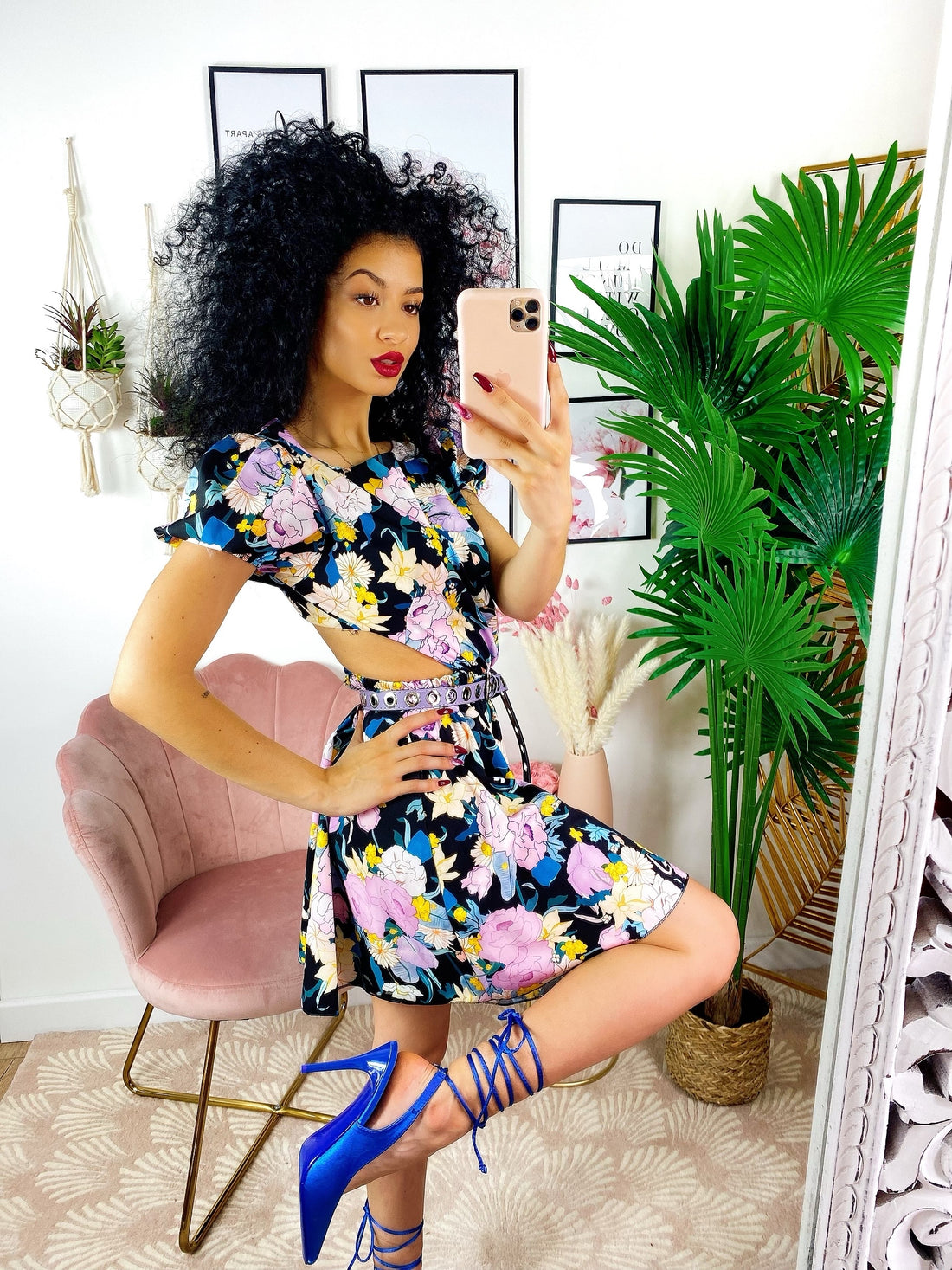 Abito a fiori lilla schiena aperta - R.a. Boutique 