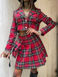 Completo giacca corta e gonna scozzese rosso - R.a. Boutique 