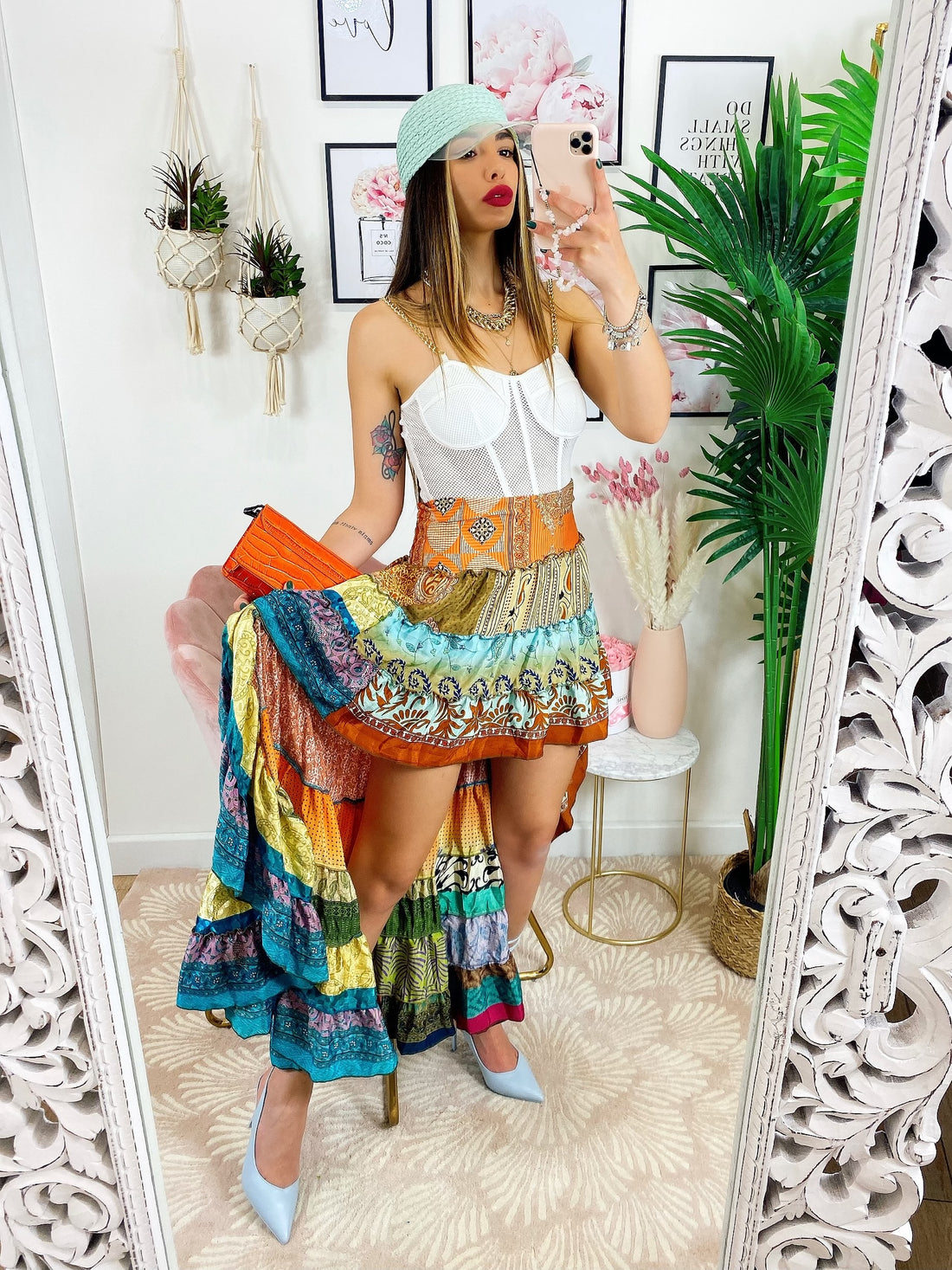 Gonna asimmetrica rainbow orange - R.a. Boutique 