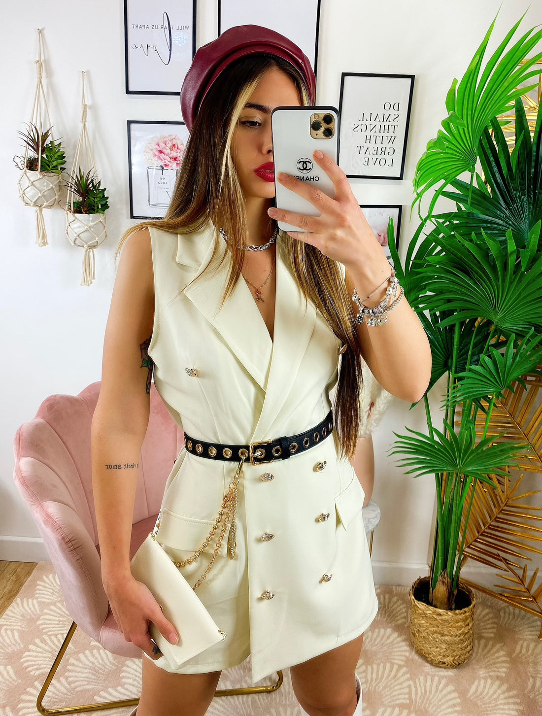 Tutina  a Blazer con borsetta Beige - R.a. Boutique 