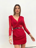 Abito rosso con scollo a incrocio - R.a. Boutique 