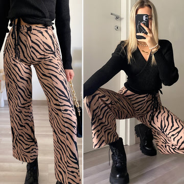 Pantalone a zampa animalier - R.a. Boutique 