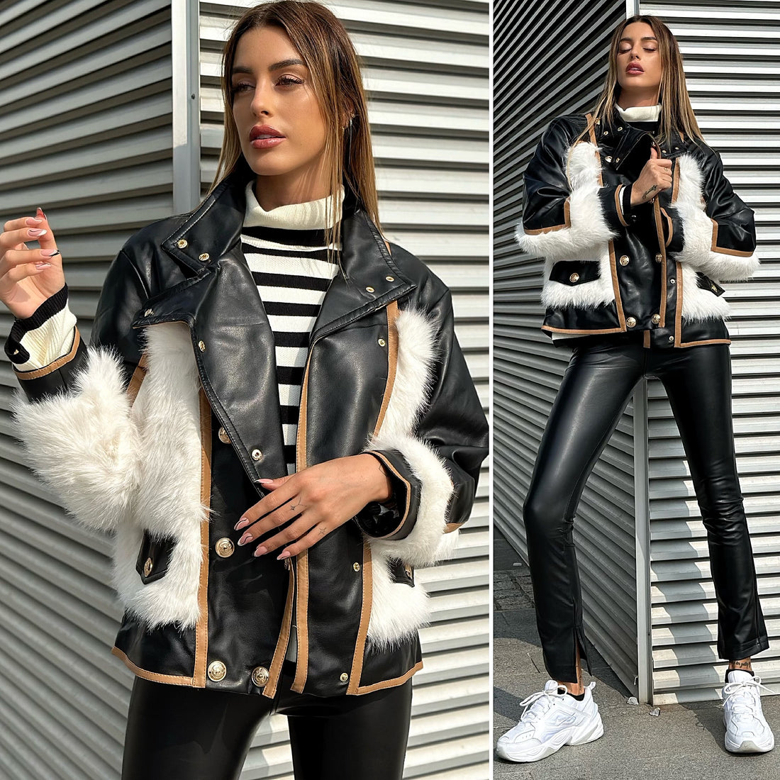 Giaccone over in pelle e pelliccia - R.a. Boutique 