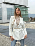 Blazer bianco con cintura - R.a. Boutique 