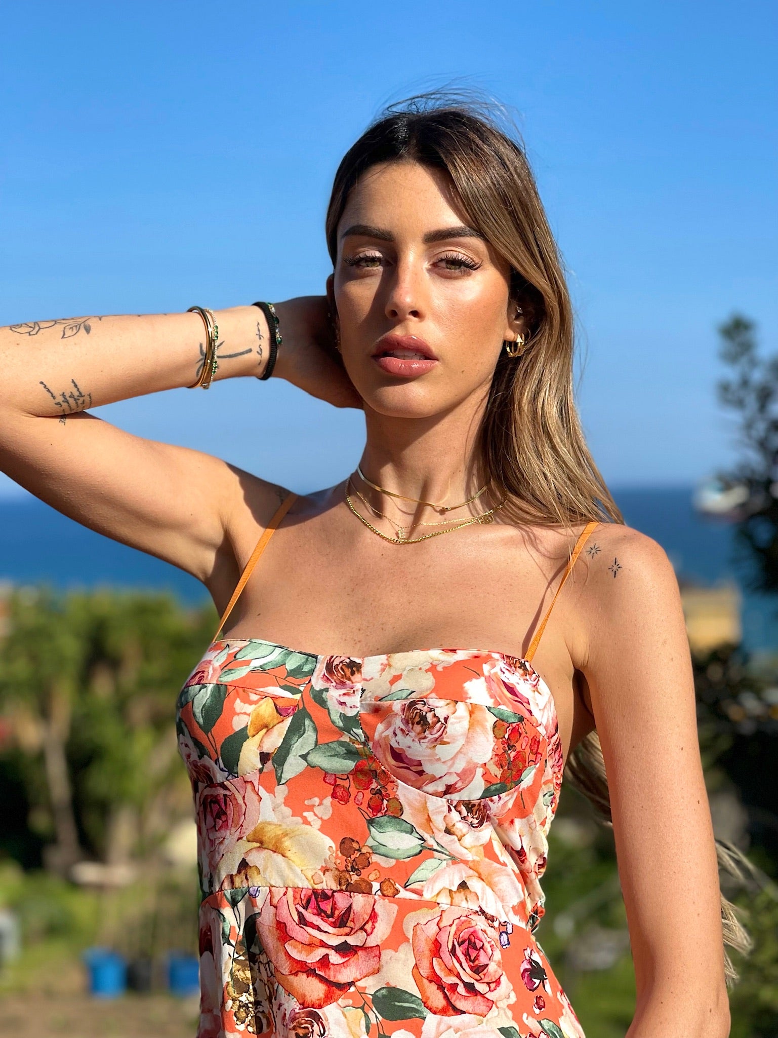 Abito a fiori arancio - R.a. Boutique 