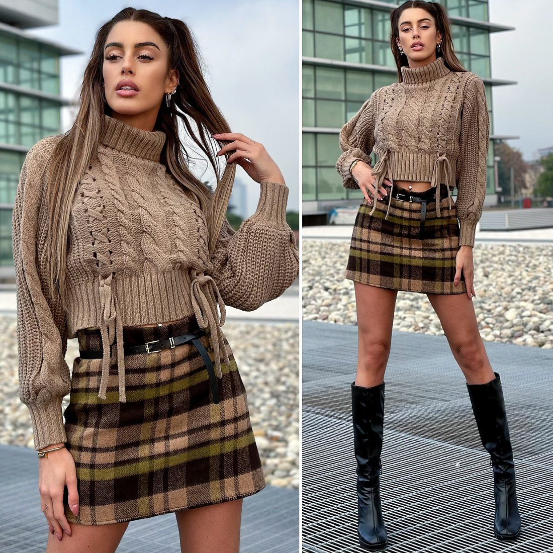 Maglione beige con trecce - R.a. Boutique 