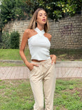 Top con incrocio sul collo bianco - R.a. Boutique 