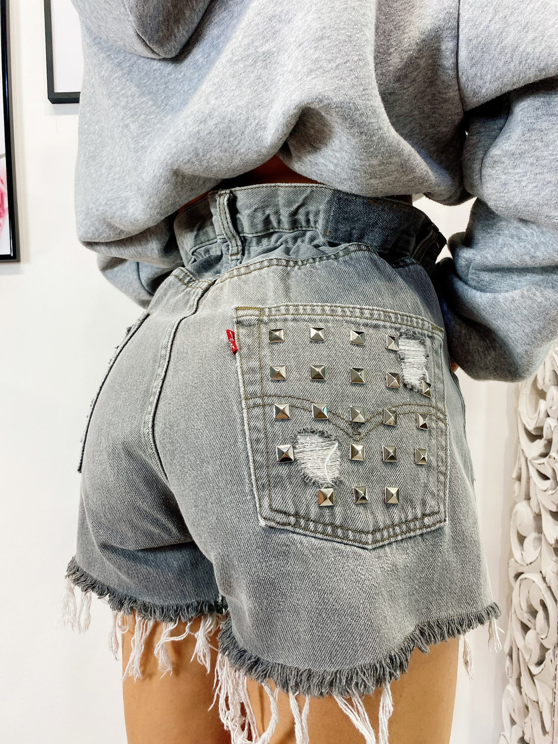 Short Levi’s Vintage con Borchie bagno grigio - R.a. Boutique 