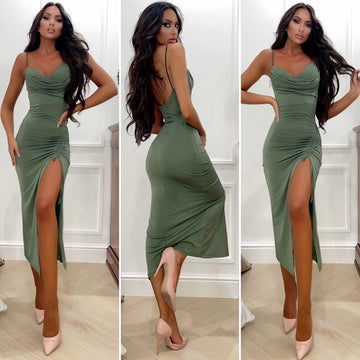 Abito aderente midi Verde Militare - R.a. Boutique 