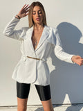 Blazer bianco con cintura - R.a. Boutique 